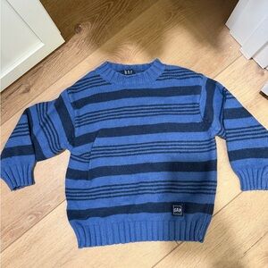 GAP Blue and Navy Striped Crewneck Sweater